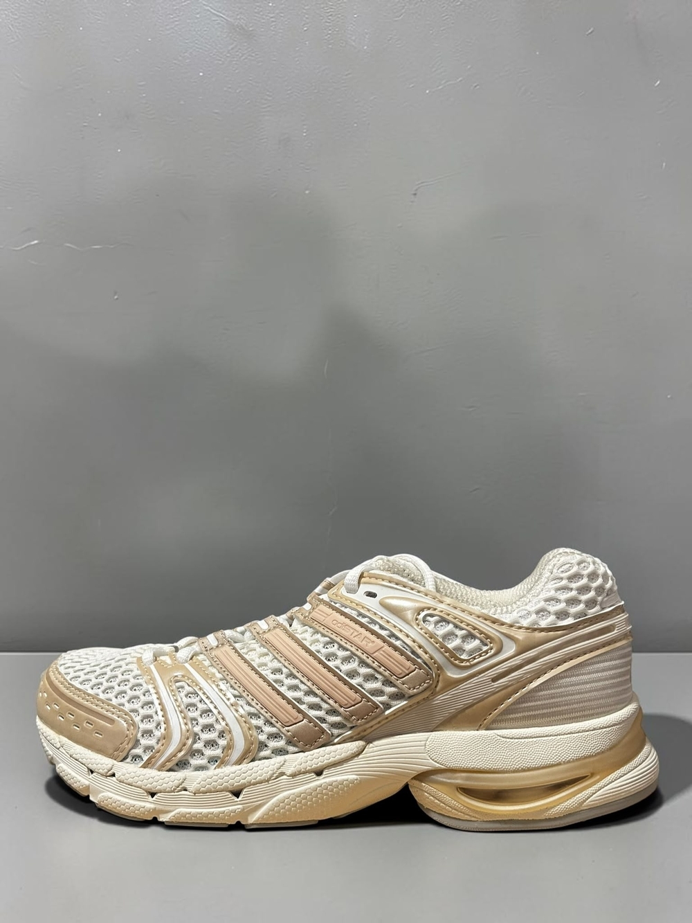 adidas Women's Cream and Tan Mesh Running Sneakers